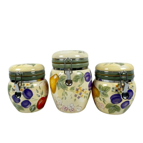 Gibson Home Fruit Grove Canister Set Apples, Grapes, Pears, 1 Large/2 Medium - Picture 7 of 12